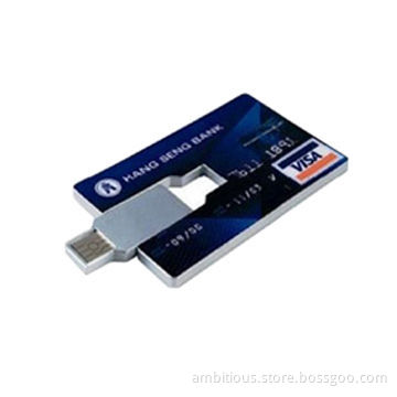 Card-shaped USB flash drives with flip style connector
